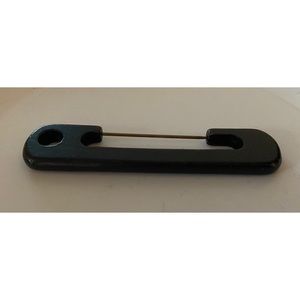 Vintage Black Wooden Safely Pin Brooch